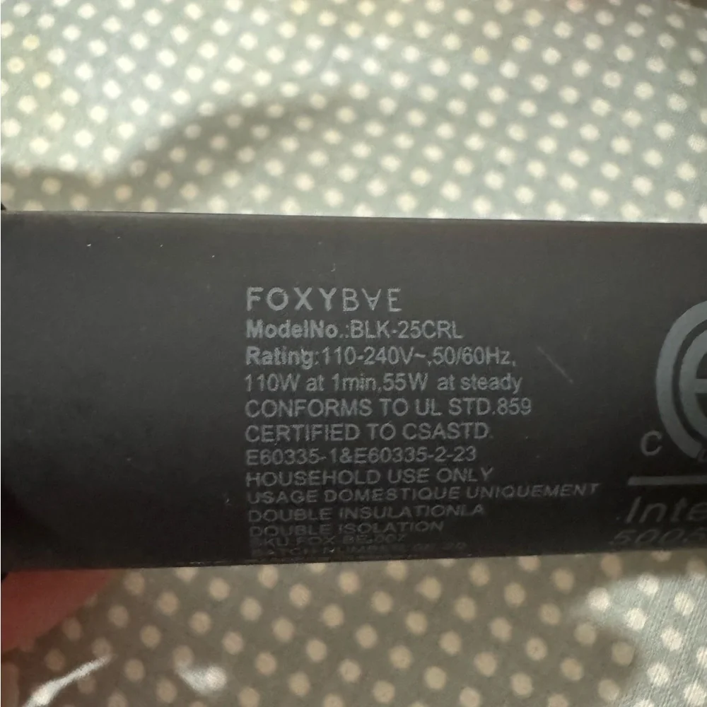 FOXYBAE Curling Wand Black Rose Gold Barrel Ceramic Tourmaline 25mm Beach Waver